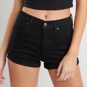 High rise denim shorts- black